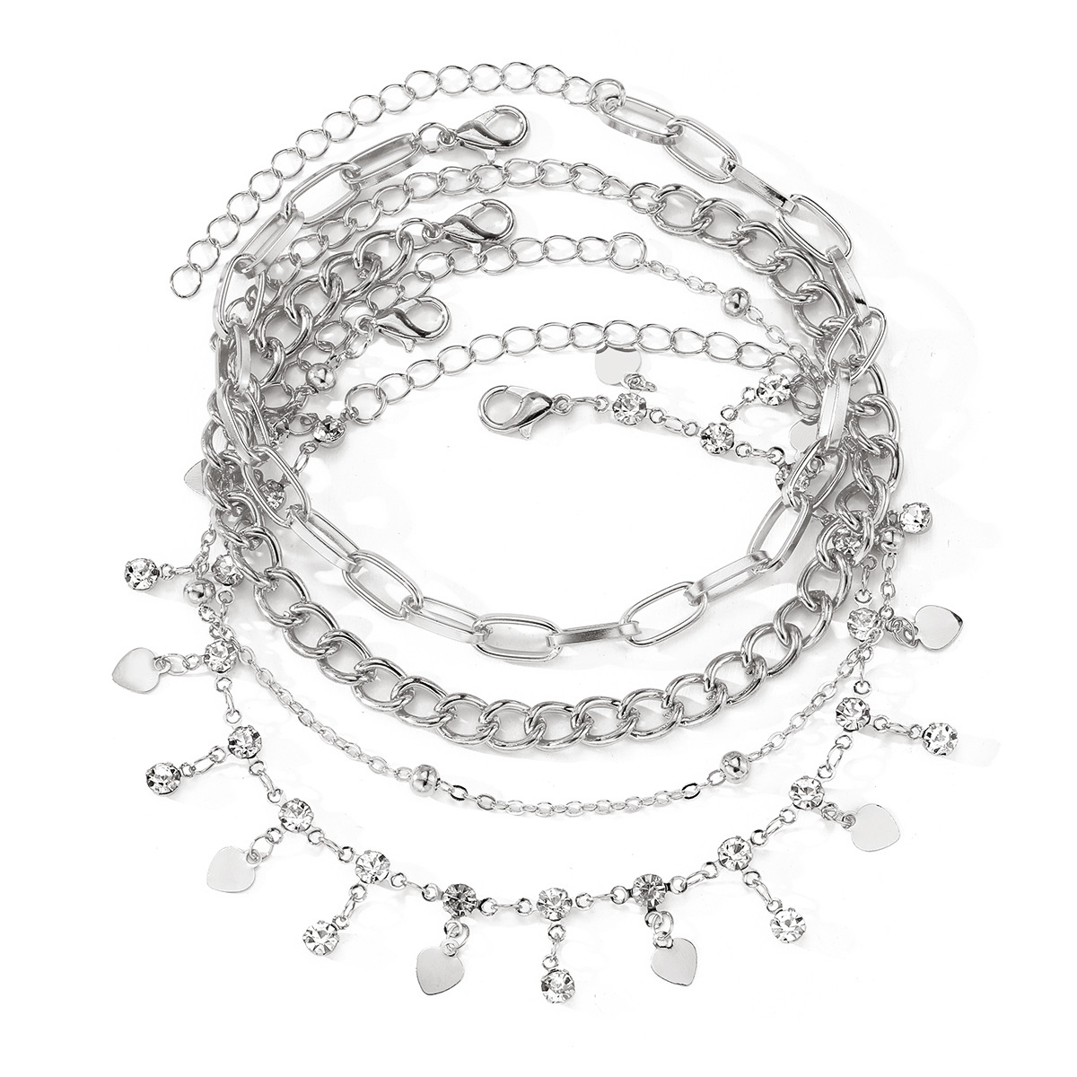 20g Weight Anklet Classification 1 Set Quantity Beach, Bar Occasion Alloy Material Heart Shape Pattern Women's Gender Hawaiian, Vacation Style Wholesale Jewelry Hawaiian Vacation Heart Shape Alloy Anklet 6