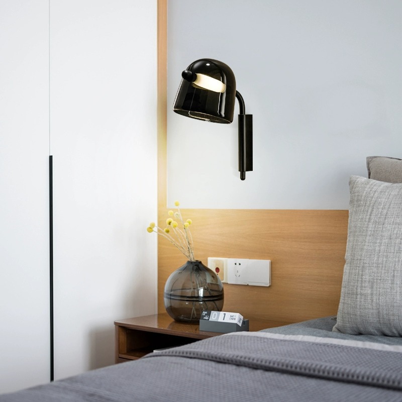 Iluminación de fondo pared de cabezal de cama lámpara de vidrio hotel nórdico lámpara de luz en luz de fondo TV pasillo lámpara de pared de vidrio