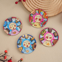 可旋转木质磁性冰箱贴重庆淄博新疆旅游城市文化创意工艺品批发