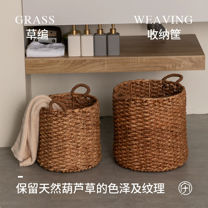 Высококачественная корзина для белья из соломы ручной работы из водного гиацинта для домашней ванной комнаты, корзина для белья, корзина для хранения игрушек и разного.