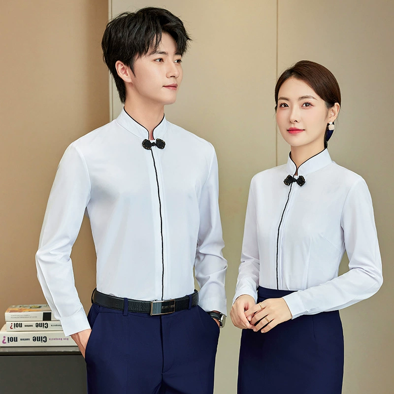 Профессиональная рубашка Женская стойка регистрации отеля Служащая рабочая одежда Служба поддержки клиентов Прием Формальное платье Осенняя рубашка с длинным рукавом Инструментальный инструмент