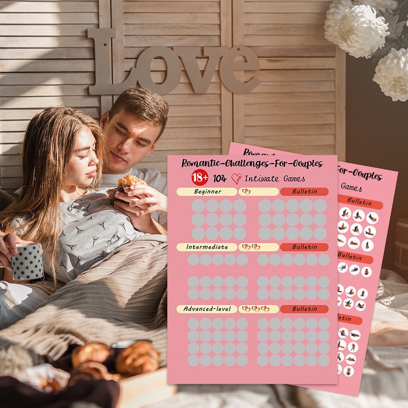 跨境新品temu热卖情侣海报刮刮乐游戏卡104个动作挑战难度姿势情