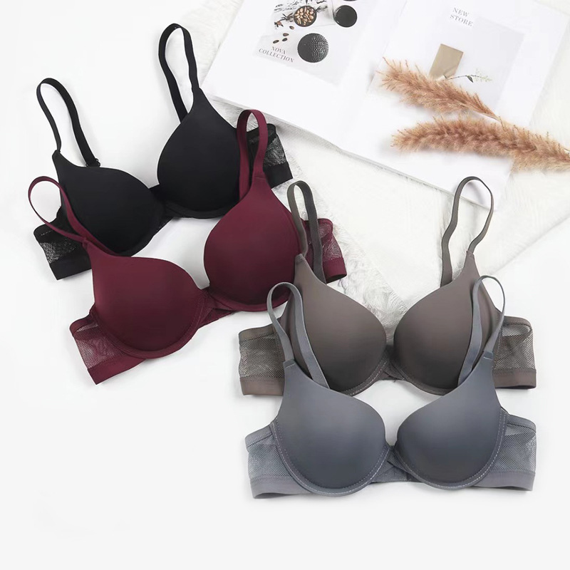 Fábrica de Shantou punto japonés ropa interior ligera y delgada no rastro de malla respirable para mujeres sujetador de verano