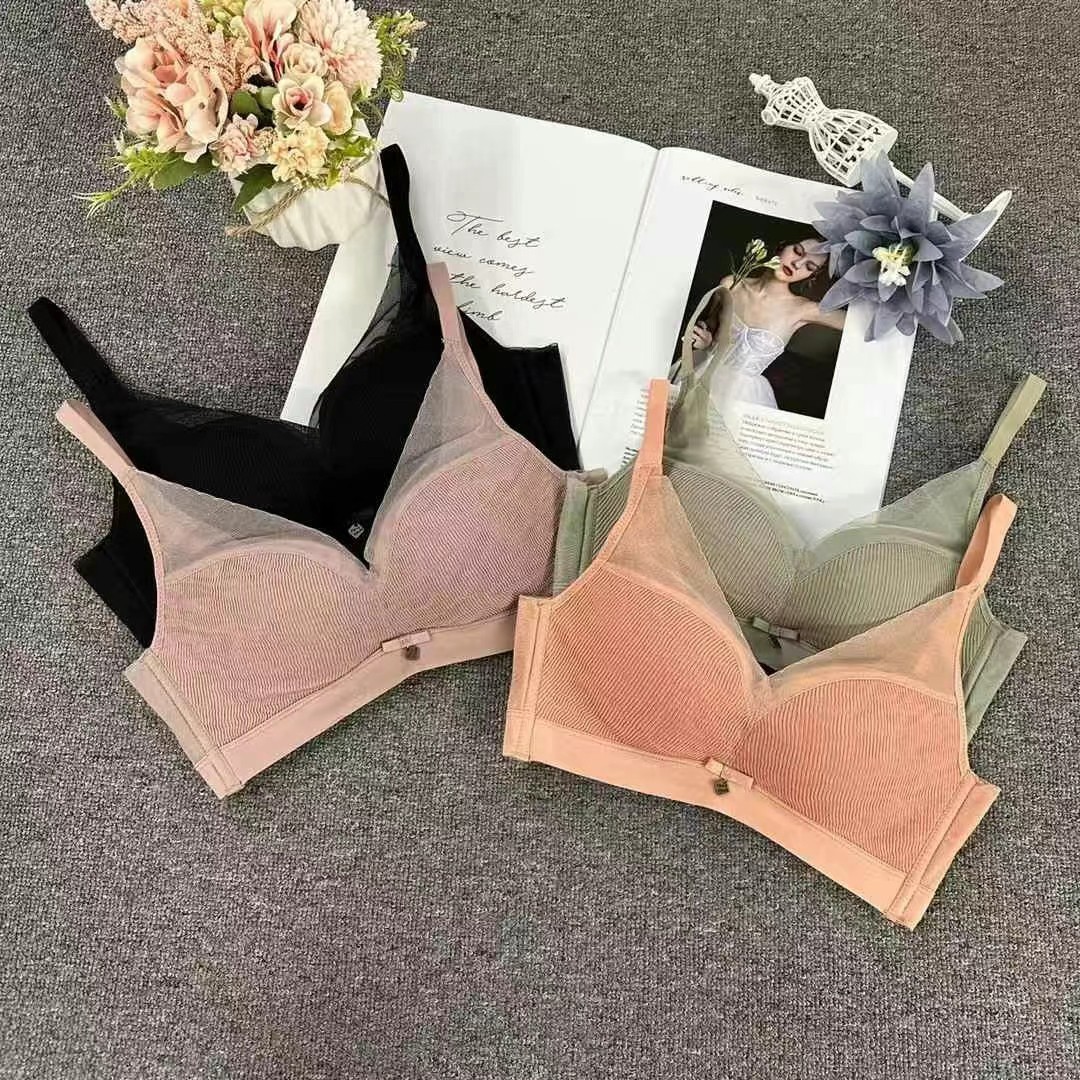 759 # Sujetador de encaje de copa de espesor medio, taza de sensación de nube de alta gama, ropa interior ajustable sin anillo de acero