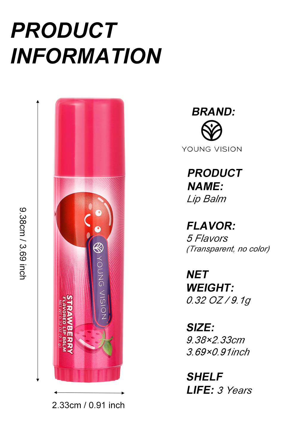 YOUNG VISION Lip balm Moisturizing and Nourishing fruit-flavored cross-border lip balm undefined