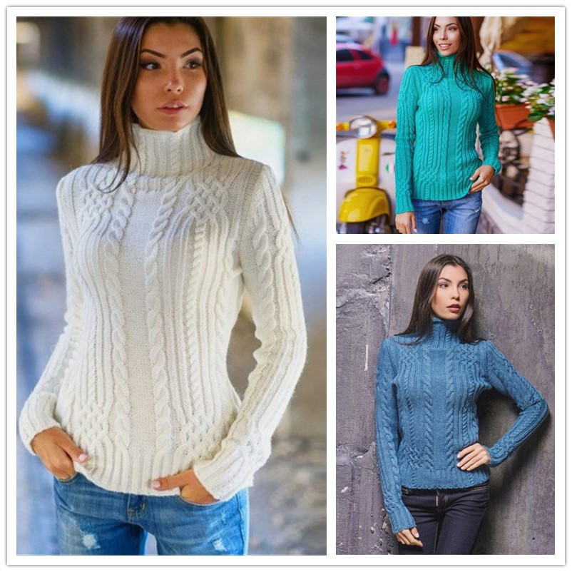Suéter de Moda para Mujer, Cuello Alto, Ajustado, Otoño-Invierno 2024, Nuevo en Amazon y eBay, Comercio Electrónico Transfronterizo