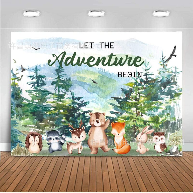 Amazon's New Jungle Animal Adventure Theme Background Birthday Party Decoration Photo Banner Hanging Cloth Manufacturer