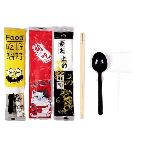 Disposable chopsticks individually packaged four-piece cutlery set four-in-one set chopsticks takeout packaged chopsticks