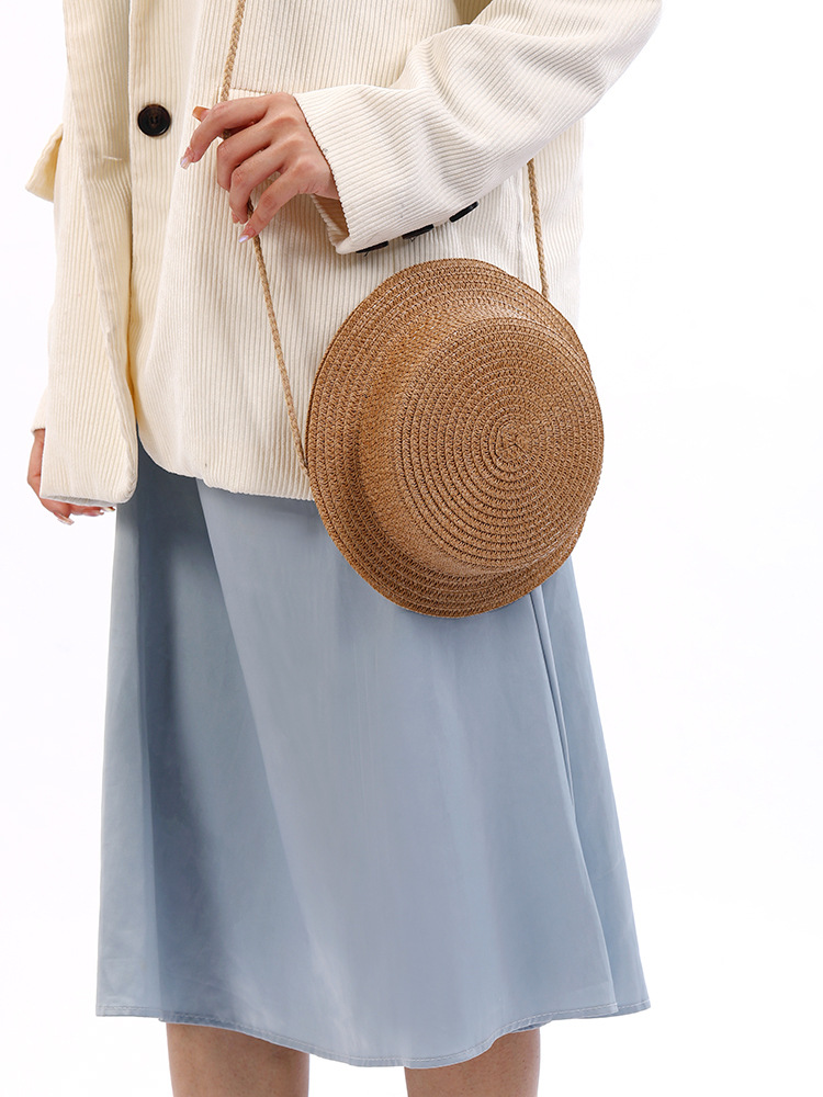 Straw Bag Hat Woven Bag Seaside Beach Vacation Style 2025 New Cute Straw Bag Mobile Phone Crossbody Small Bag