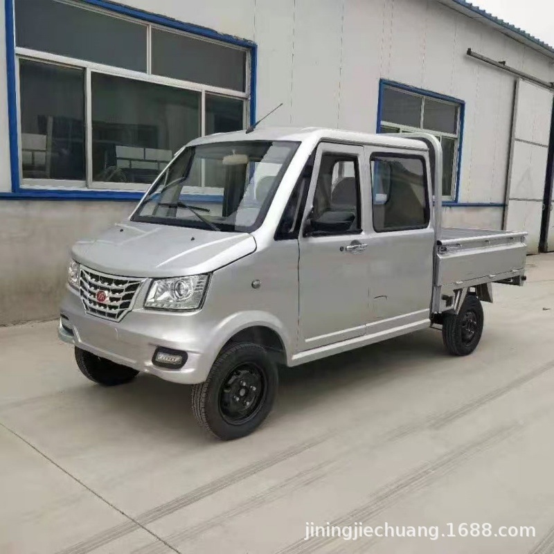 Camioneta eléctrica de doble cabina y cuatro ruedas para uso rural, vehículo de carga con plataforma plana, vehículo eléctrico para pasajeros y carga, camión eléctrico.