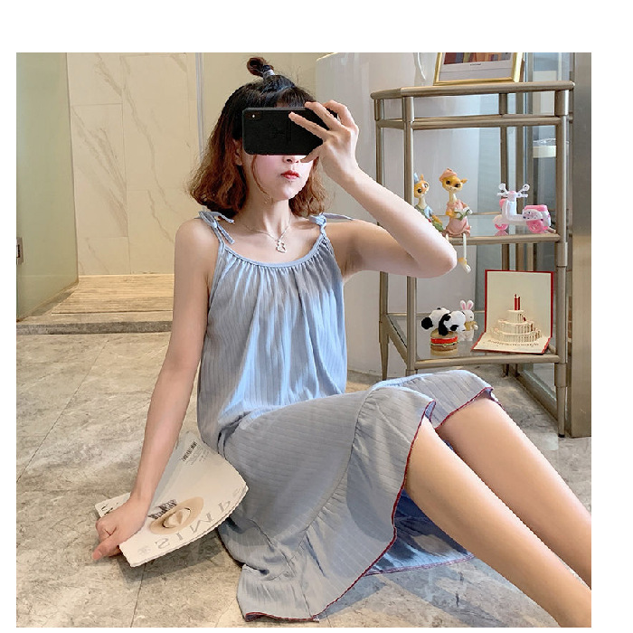 Slip-on camisón de las mujeres de estilo princesa de encaje ropa para el hogar pijamas de verano sexy lindo vestido de longitud media suelta hoyo delgado más tamaño