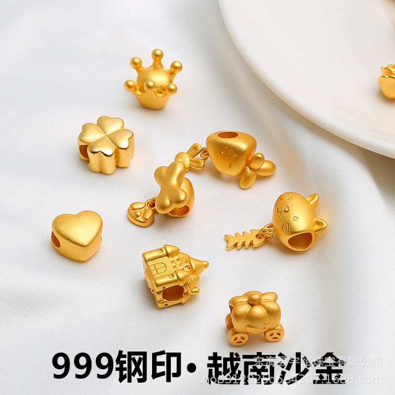 Vietnam Sand Gold Accessories Bracelet Bracelet Large Hole Bead Matching Beads This Year of Life Transfer Beads Bulk Beads 999 Steel Seal Color Preservation