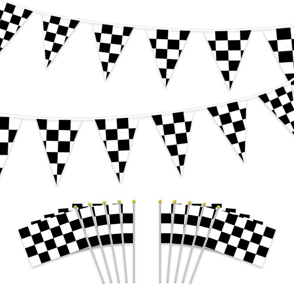 14*21 黑白格赛车旗F1赛车旗发令旗装饰三角拉旗方形吊旗手摇旗子