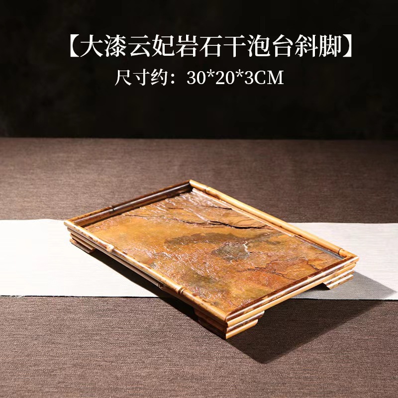 Hecho a mano gran pintura Yunfei roca oblicua pie burbuja seca bandeja de té Buda vientre cuadrado olla estante