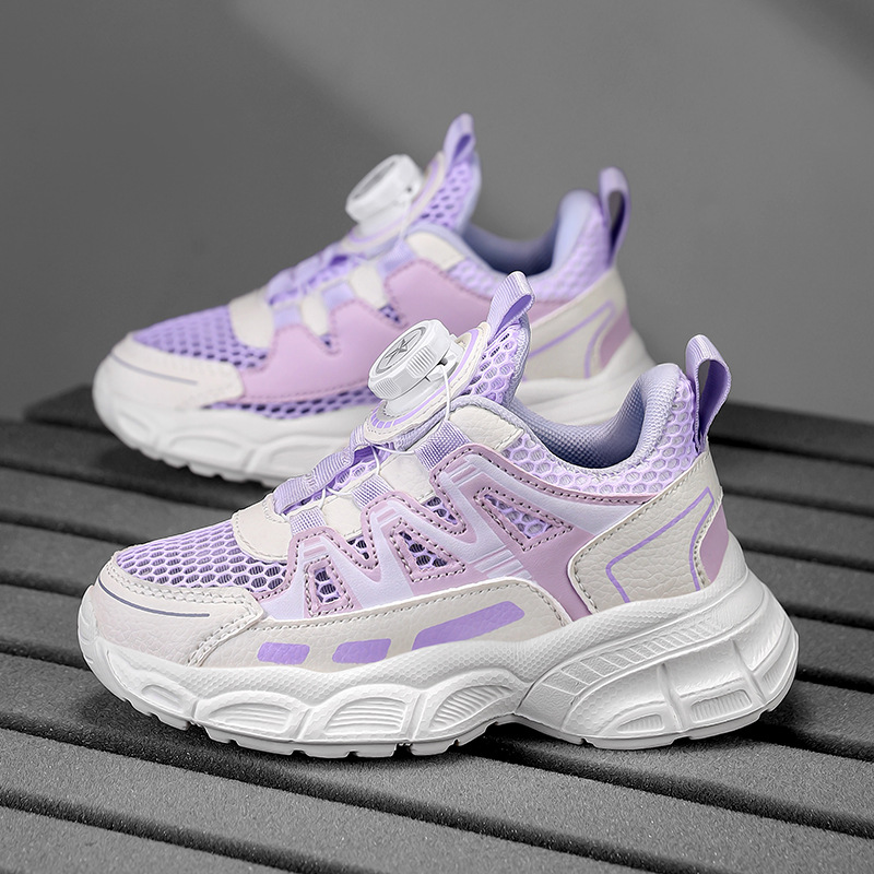 Calzado deportivo para niños nuevo estilo transpirable niña verano niños perilla malla simple zapatos de malla niña zapatos blancos zapatos deportivos