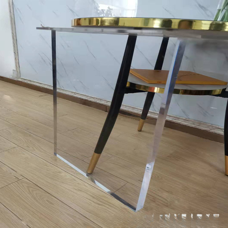亚克力高透明桌腿渐变色餐桌支架支撑T型悬浮桌脚茶几底座加工X20