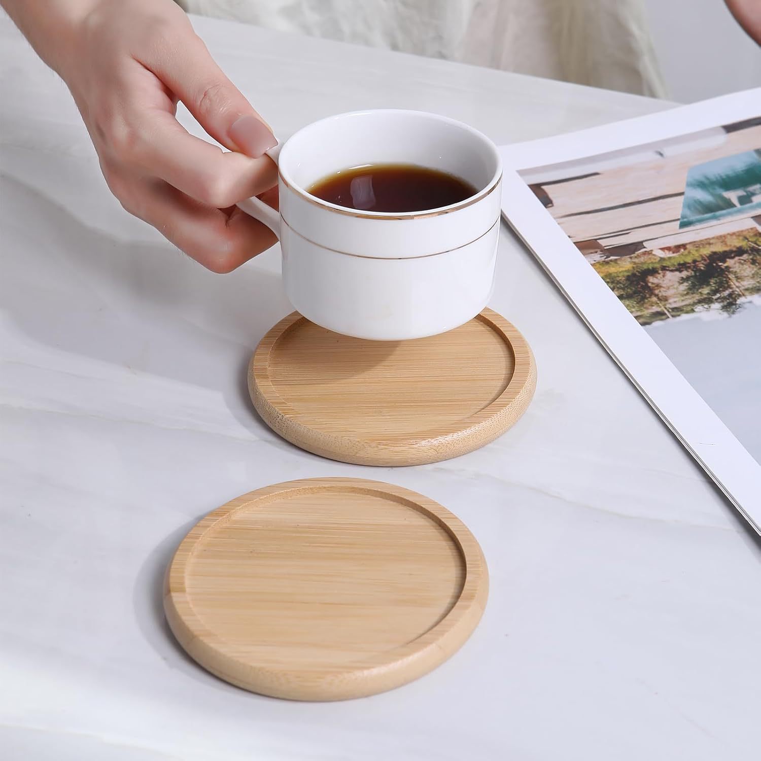 木质杯垫啤酒杯托家用咖啡杯饮料杯垫茶水垫圆形隔热垫子实木茶托