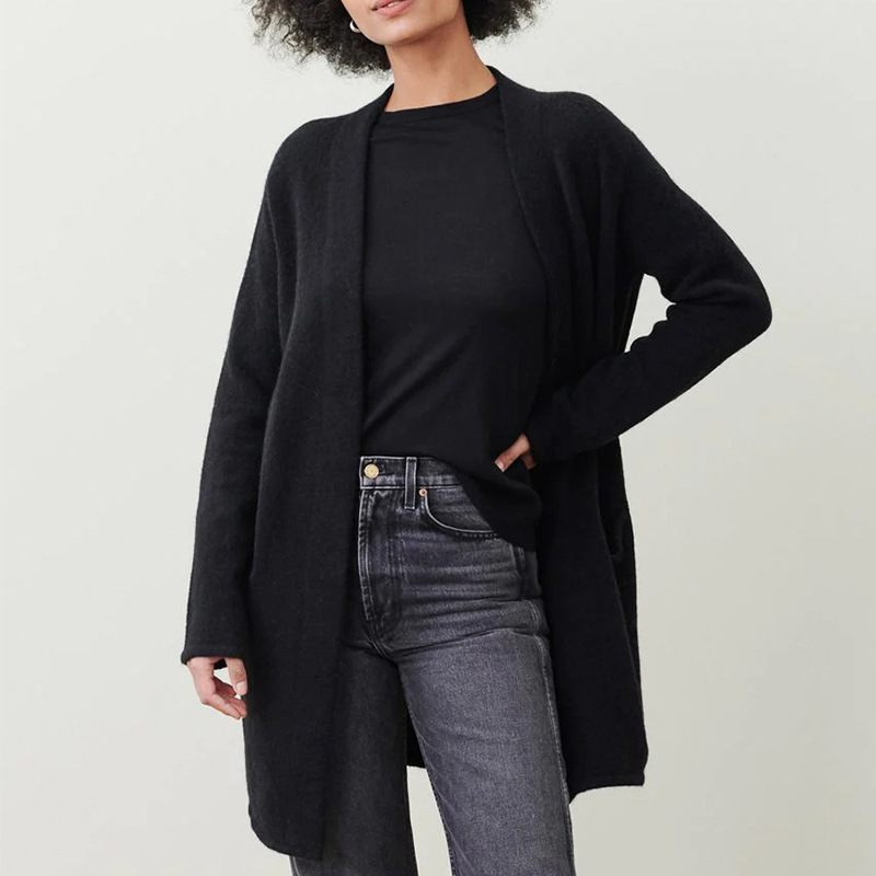 Elegante Einfarbige Damenstrickjacke Aus Weichem Acryl-strick_voghion.com