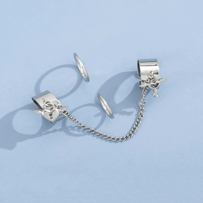 Hot-selling Popular Jewelry Lock And Key Combination Ring Bracelet Simple Fashion Ring Ring European And American Jewelry