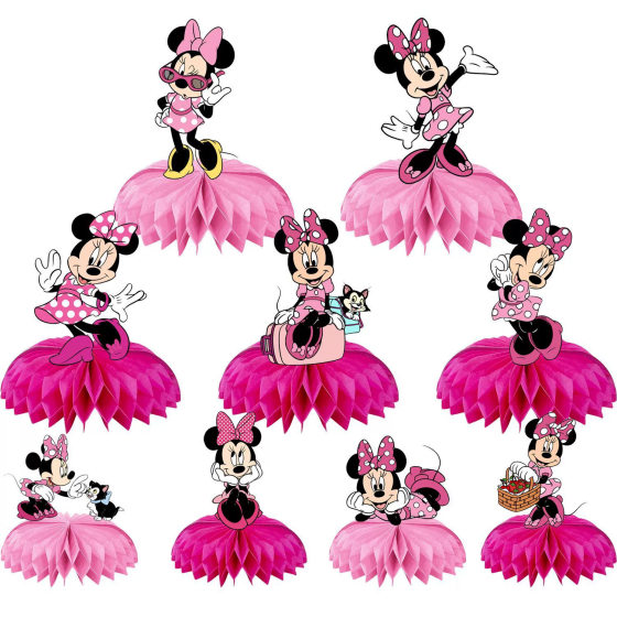 Minnie honeycomb ornaments birthday party desktop decoration dining table party honeycomb table paper honeycomb base supplies