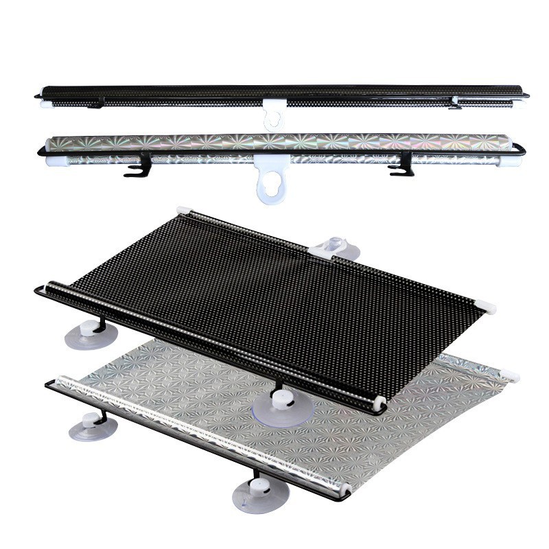 Auto-enrollamiento de pantalla solar de verano auto-retráctil aislamiento térmico persiana rodante láser plateado pantalla solar de automóvil