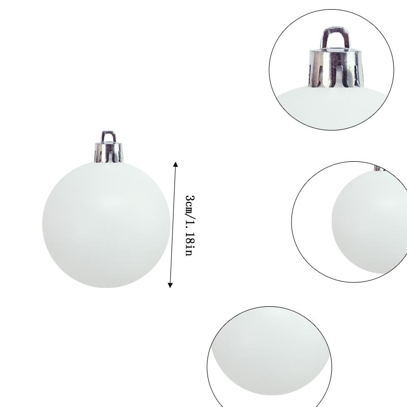 3CM bola de Navidad blanca jardín de infantes DIY bola de decoración de Navidad 24 pluma de montaje se puede dibujar