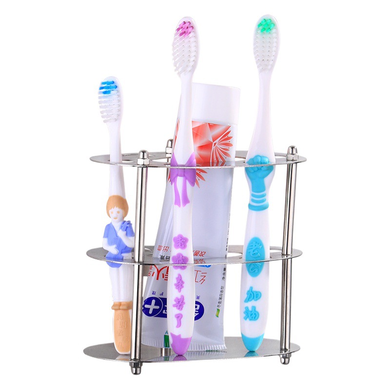 Engrosamiento de acero inoxidable cepillo de dientes eléctrico pasta de dientes estante de almacenamiento baño encimera organizador rack suministro directo de fábrica