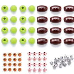 12mm野球、バスケットボール、バレーボールビーズ、アクリルビーズ卸売、DIYビーズ、ブレスレットアクセサリー、大穴丸ビーズ、ルースビーズ