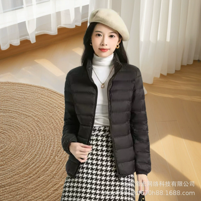 Хлопчатобумажная женская куртка 2024 осень-зима новая тонкое перо шелковое хлопковое пальто женская короткая корейская версия большого размера новый легкий воротник