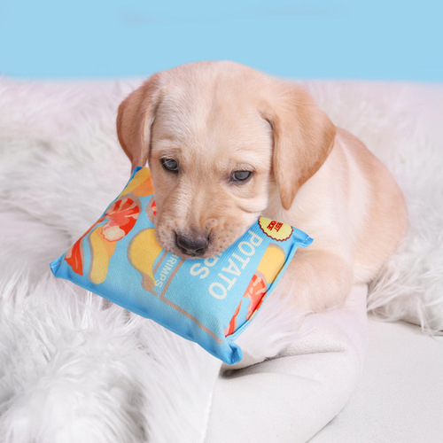 Dog noise making paper toy potato chips bite-resistant plush teething self-pleasure relief cat toys pet supplies wholesale