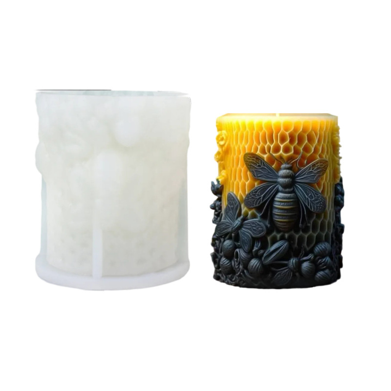 三信 蜜蜂采蜜香薰蜡烛硅胶模具DIY创意蜜蜂蜂窝立体花朵硅胶模具|undefined