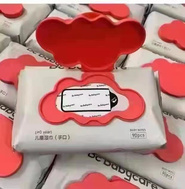BBC Red Cover Wet Wipes 90 Sheets * 4 Packs Babycare Baby Hand and Mouth Dedicated Wet Paper Tissue Baby Soft Wet Tissue Paper 