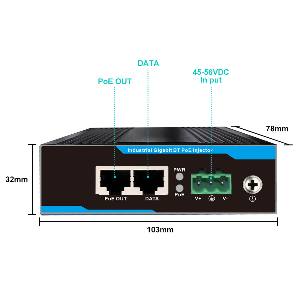 单路千兆PoE分离器工业级bt标准DC/DC接口 6KV防雷 最大输出60W