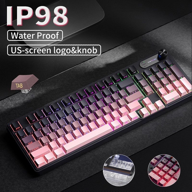 FURYCUBE IP98 mechanical feel waterproof keyboard computer gaming e-sports high color value wired silent keyboard