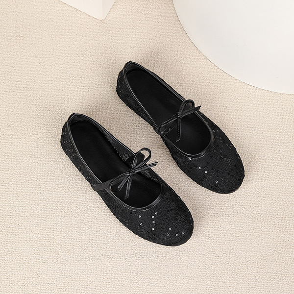 retro mesh Mary Jane shoes with a strap with bow flat