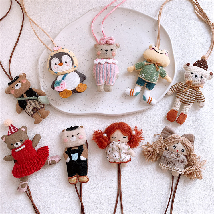 Early Autumn New Kidsren's Fabric Cute Cartoon Animal Necklace Sweet Little Girl Adjustable Necklace Pendant Accessories