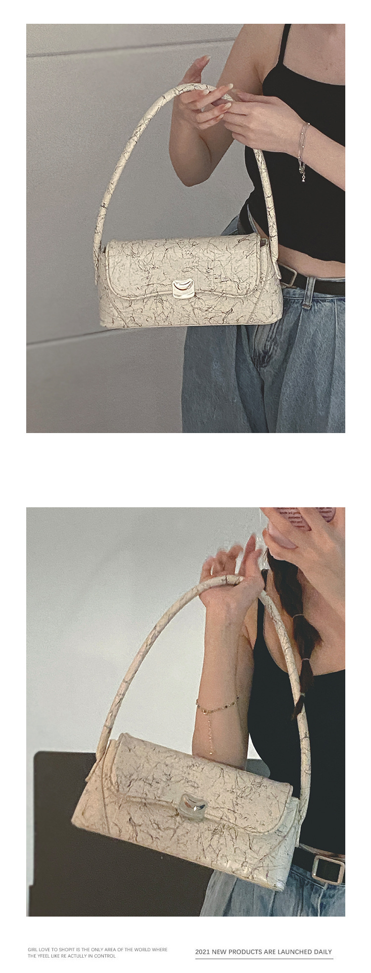 French Niche Design Underarm Bag Women's New 2023 Fashion Graffiti Shoulder bag high-level sense of all-match handbag_voghion.com