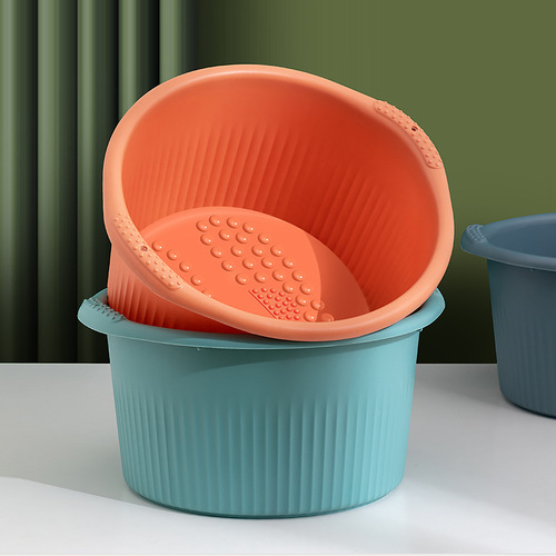 Household foot bath bucket heightened above the calf plastic foot basin massage thick foot bath artifact thermal insulation health care large deep bucket