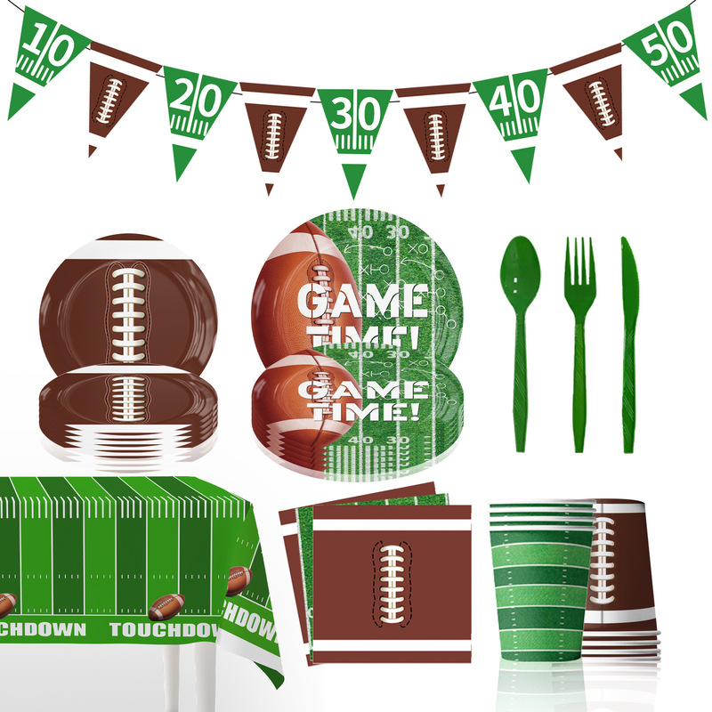 Amazon Super Bowl Fans Rugby Theme Party Supplies Tableware Disposable Paper Tray Paper Cup Tissue suit Amazon Super Bowl Fans Rugby Theme Party Supplies Tableware Disposable Paper Tray Paper Cup Tissue suit