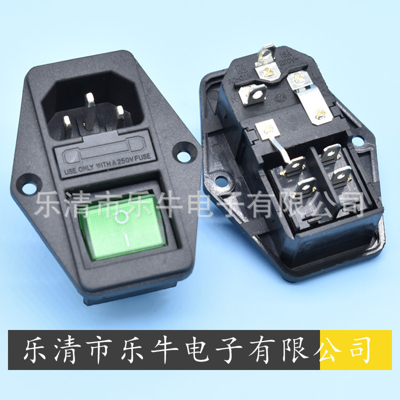 AC电源插座AC-01A三合一带开关保险丝单保险品字插座医疗器械插座