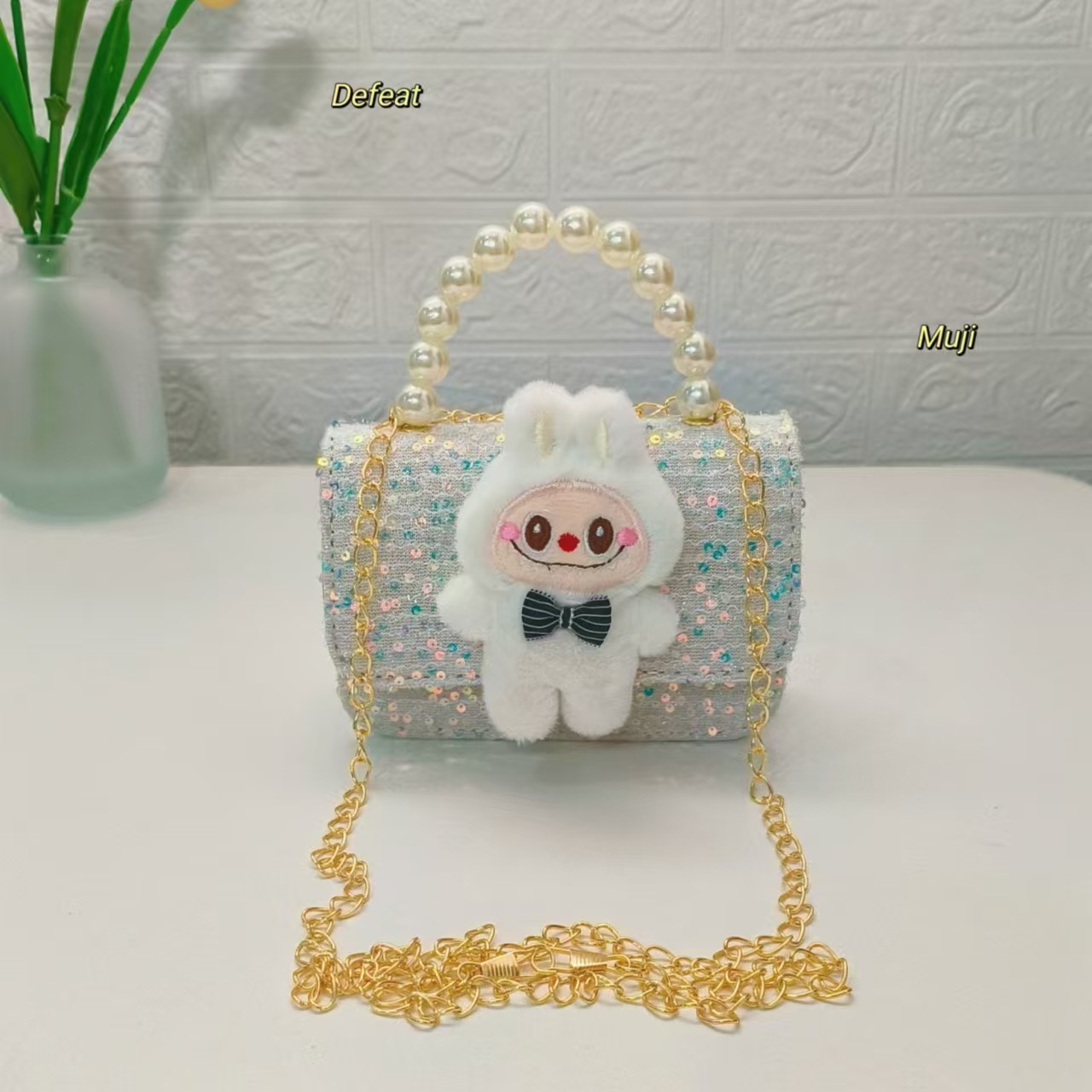 Bolso de perlas bolso de dibujos animados de viento fragante bolso de niños bolso de cambio bolso de accesorios bolso de cadena bolso de sequillas bolso cuadrado