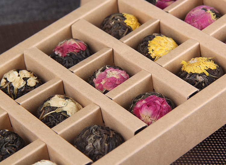 Yunnan Raw Pu-erh Flower Tea Dragon Balls Gift Box Six Floral Flavors 144g preparation