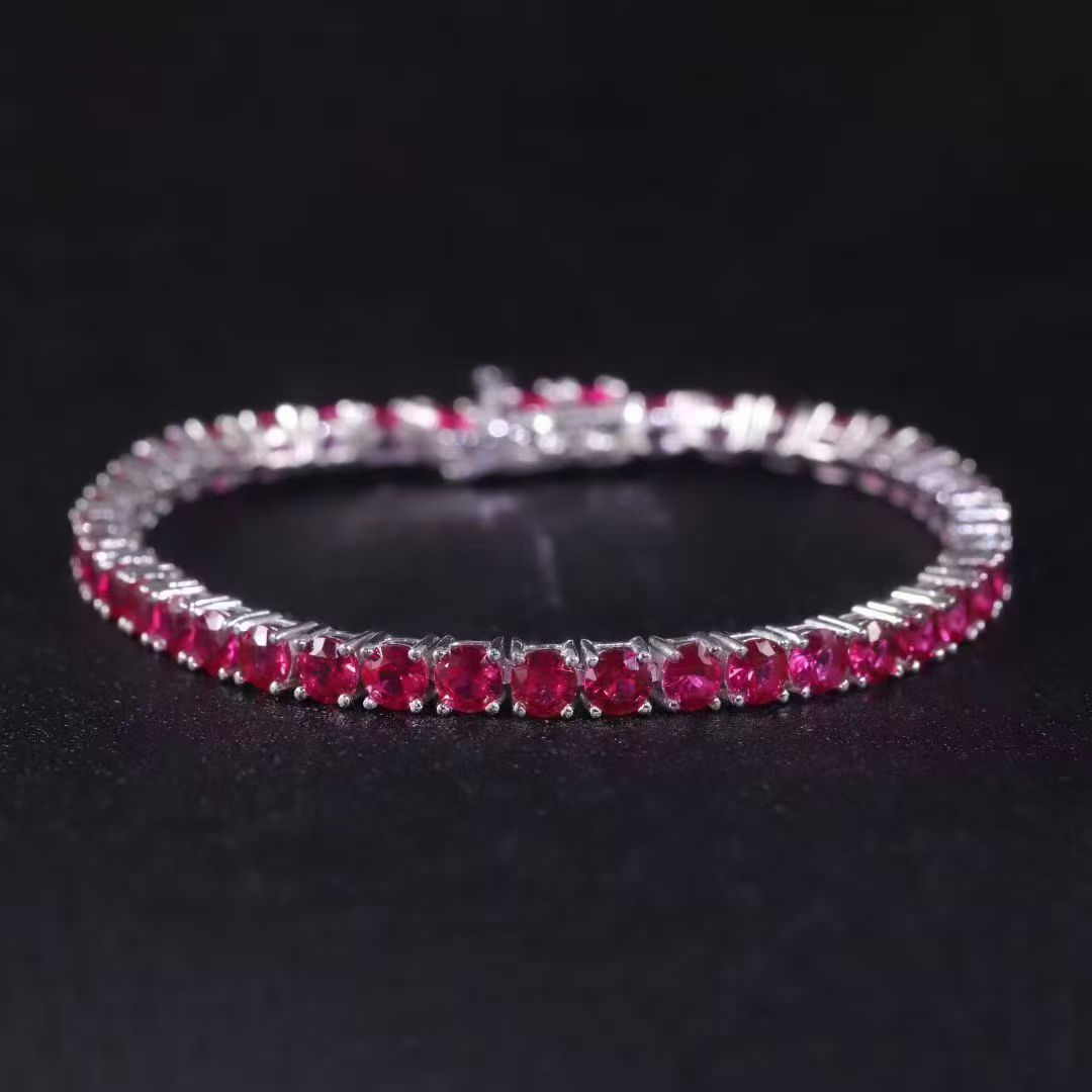 Rose red white gold 4mm / 6inch bracelet (about 16cm long)