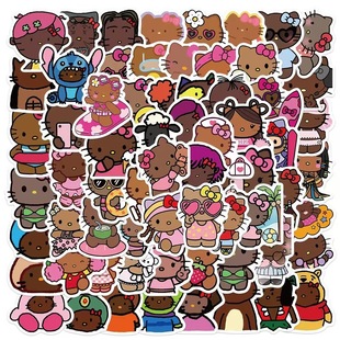 66 мультипликационных креативных черных кожаных наклеек helloKitty