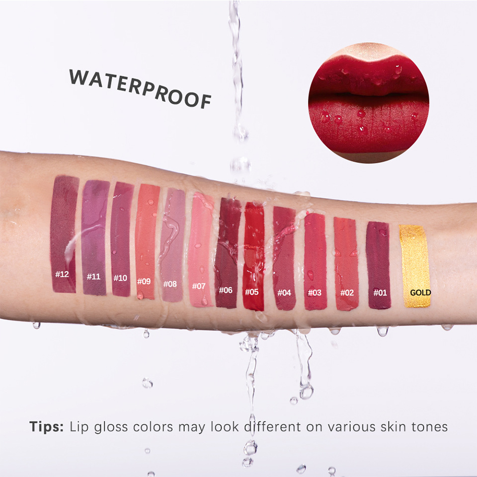 Cross-border lakerain Gold Lip gloss Matte non-Stick Cup Lip gloss Lipstick Three-piece set undefined
