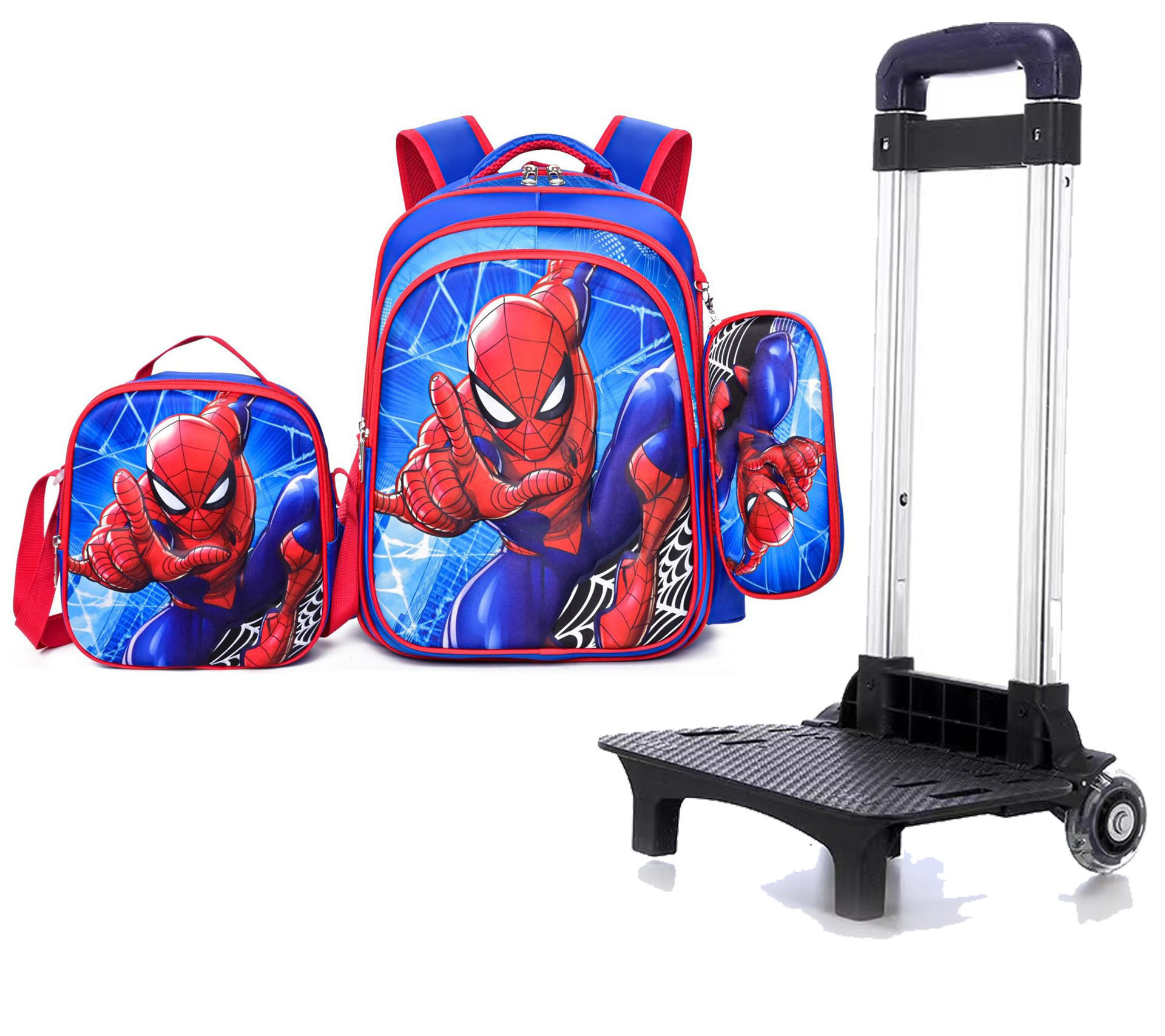 Export Trolley Mochila mochila con luz en la parte posterior para estudiantes de primaria de grado 1-6 nueva mochila de nailon de gran capacidad para subir escaleras