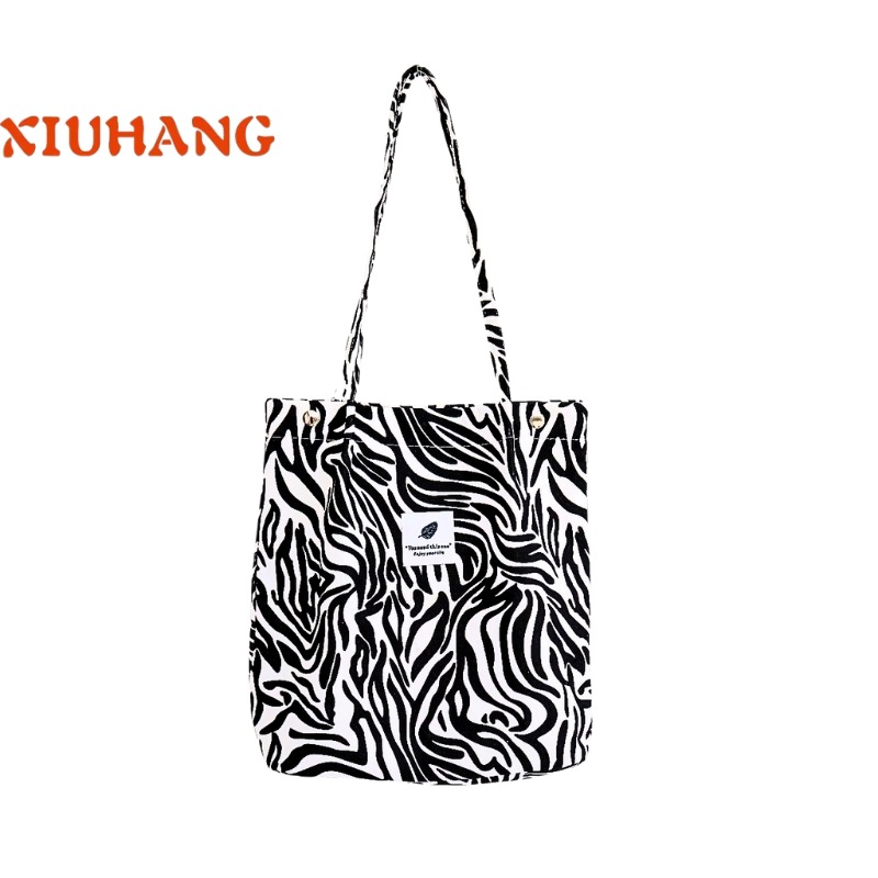 Bolsa de lona portátil de un solo hombro de pana retro de gran tamaño Bolsa de lona portátil de gran capacidad para niñas japonesas