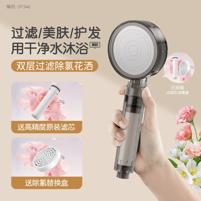 国境を越えたスーパーチャージフィルターシャワーヘッド給湯器浄水家庭用塩素除去と抗菌タイ旅行入浴シャワーヘッド|undefined