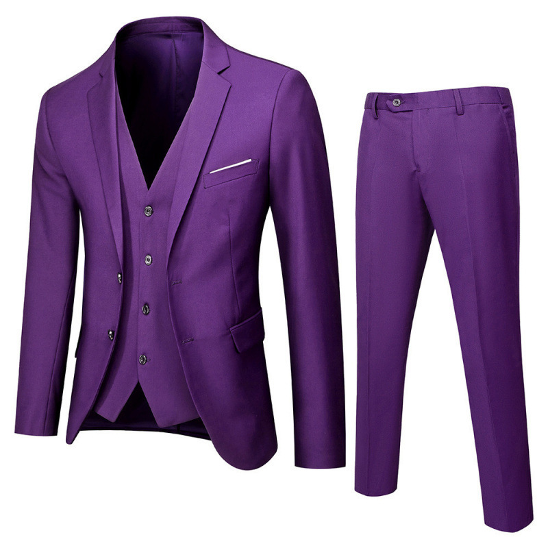Men's Double-Breasted Suit Set Slim Fit Wedding Blazer And Trousers Formal Business Casual Versatile Color Palette_voghion.com