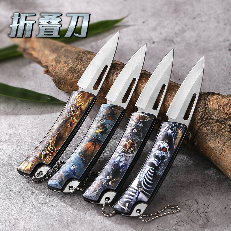 不锈钢高硬度户外折刀手柄特殊图案处理野营方便携带高硬度便携